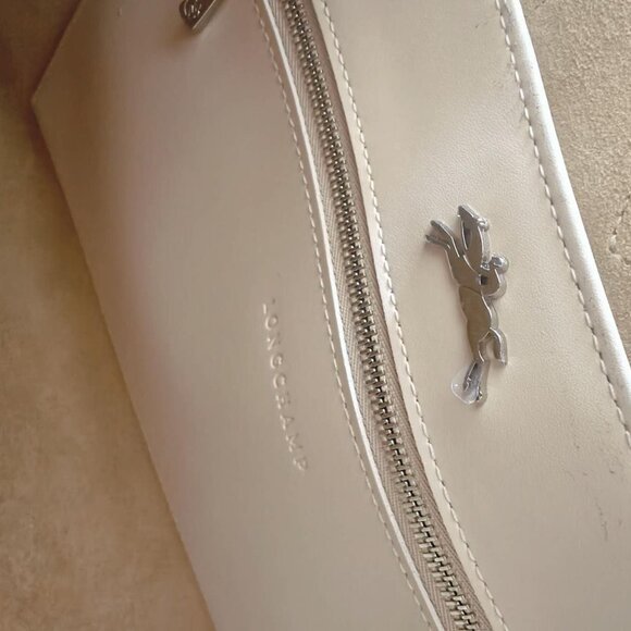 NWT LONGCHAMP ROSEAU M HANDBAG Ecru Leather - Picture 10 of 10